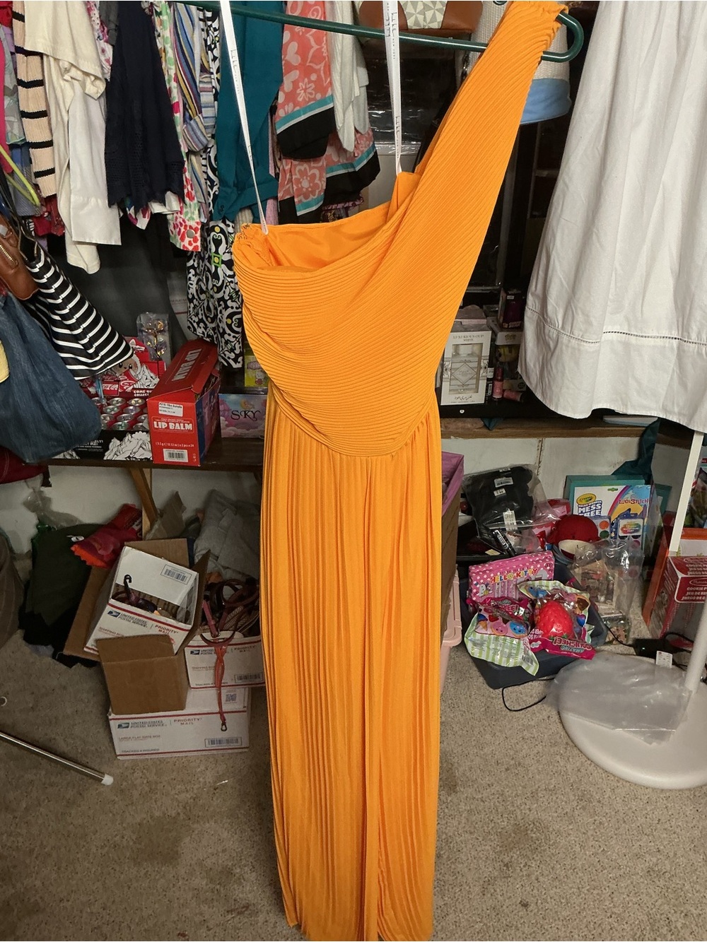 Nicole Miller One-Shoulder Orange Jumpsuit